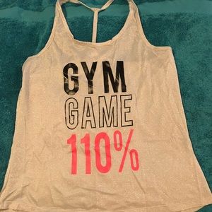 Gym game 110%! Silver glittery. Size large.